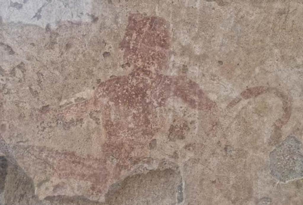 IV.17, Herculaneum, April 2018. Detail of painted Priapus. Photo courtesy of Ian Lycett-King.
Use is subject to Creative Commons Attribution-NonCommercial License v.4 International.